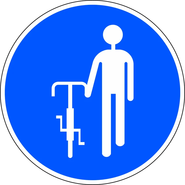 Cyclists must dismount and proceed on foot