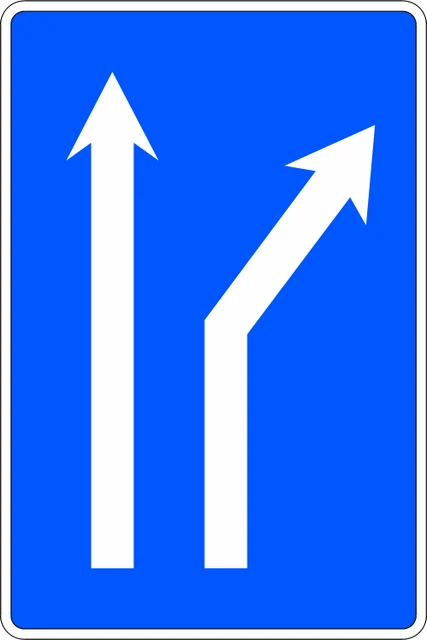 Fork to the right on a two-lane carriageway